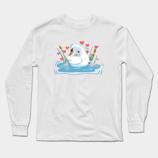 Mother Swan with baby swan family Long Sleeve T-Shirt